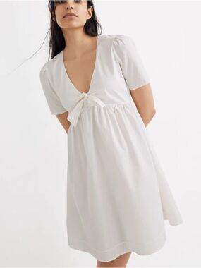 Madewell White Tie Front Mini Dress
